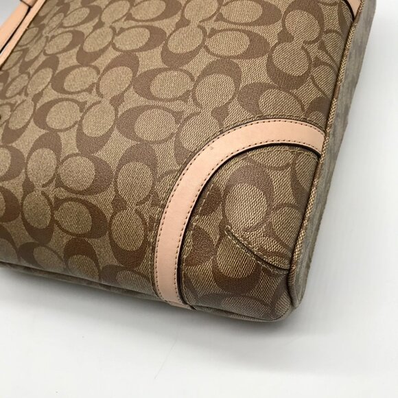 Coach Brown And Tan Coated Canvas Peyton Heritage Shoulder Tote Bag F18922 - Picture 9 of 11